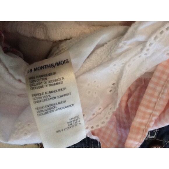 OshKosh Girls Denim Blue Jean Jumper Dress Overalls Layered Skirt 18mths Vestbak - Picture 6 of 6